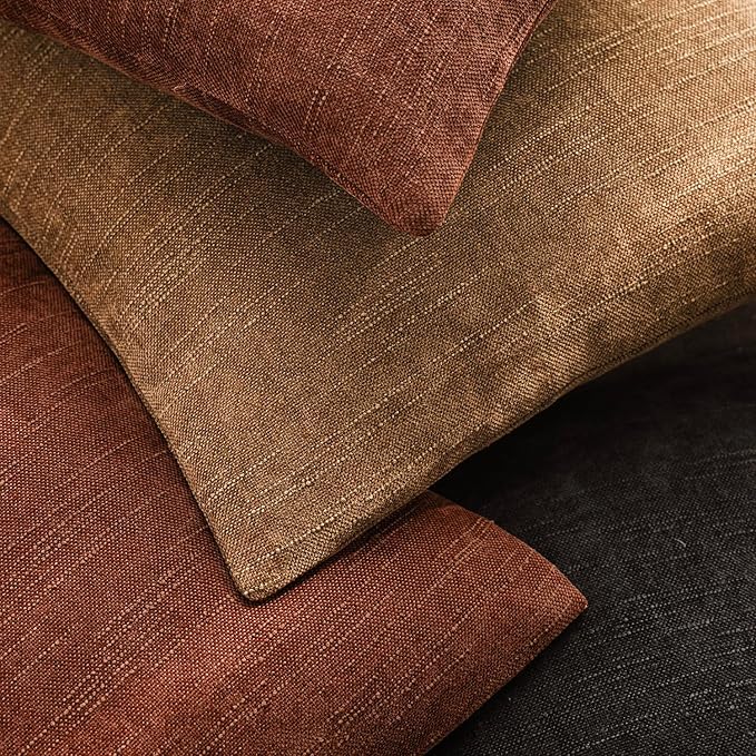 Foindtower Pack of 2 Soft Textured Chenille Throw Decorative Pillow Covers Square Accent Solid Cushion Cover Cozy Neutral Farmhouse Pillow Case for Couch Sofa Bedroom Living Room 16x16 Inch,Red Taupe