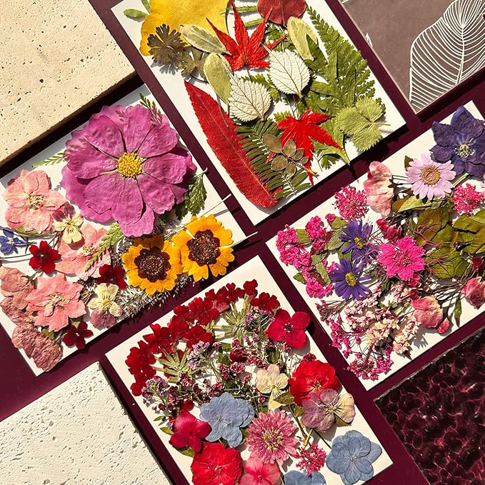 85Pcs Dried Pressed Flowers for Resin Molds, Real Natural Bulk Dry Floral Leave for DIY Art Crafts, Epoxy Jewelry, Candle, Soap Making, Nails Decors Gifts