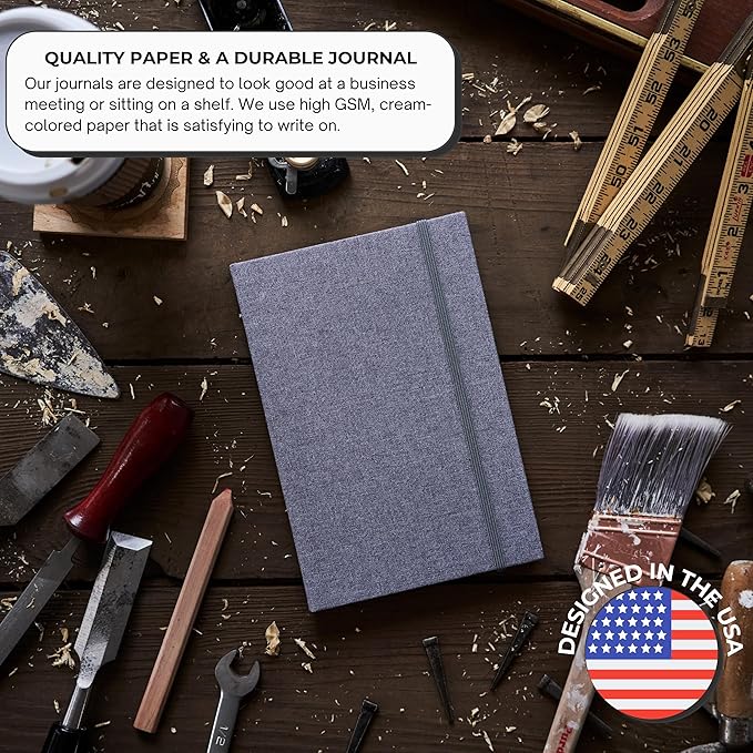 Portage Blank Hardcover Aesthetic Notebook Writing Journal – Bleed-Proof Paper Notepad for Journaling, High GSM, A5 Notebook, Cream Pages - Slate, 6 x 8.5 Inches, 224 Pages