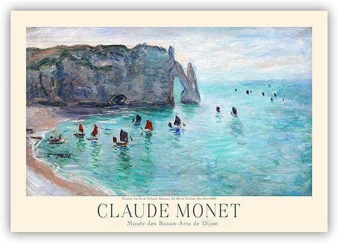 Claude Monet Prints, Museum Gallery Exhibition Poster, Claude Monet Art Works, Claude Monet Poster Prints, Vintage Print, Home Office Wall-Decor (Collection 1) - 16x20 Inches