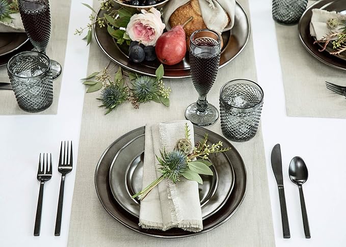 Solino Home Linen Natural Table Runner 120 Inches Long - 100% Pure Linen Dining Table Runner 14 x 120 Inch for Spring, Easter - Diana Medium Weight