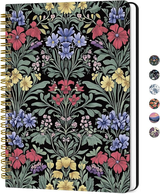 Lined Spiral Journal for Women, A5 Hardcover Cute Notebook for Work & Note Taking, Aesthetic Pretty Journal for Writing, 140 Pages, 6"x8", Symmetrical Tapestry