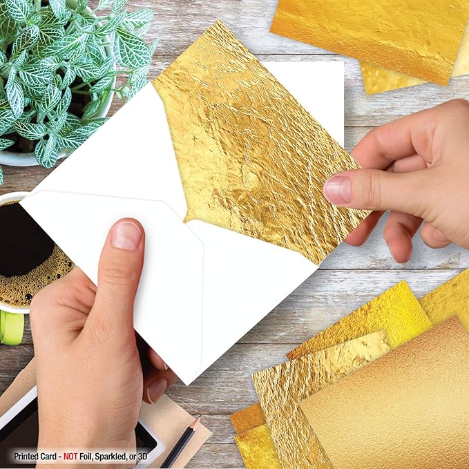 The Best Card Company - 10 Boxed All Occasion Cards with Envelopes (4 x 5.12 Inch) - Colorful, Fun Note Cards Assorted (Not Foil, Sparkled, or 3D) - Going for the Gold M3306