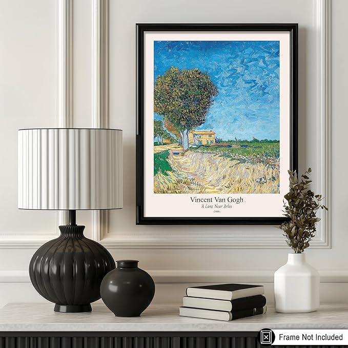 Monem Art Vintage Van Gogh Poster - Retro A Lane near Arles Print - Impressionism Art - Fine Art - Classic Painting Art - Landscape Art - Great Bedroom or Office Decor - 24x32 UNFRAMED Wall Art