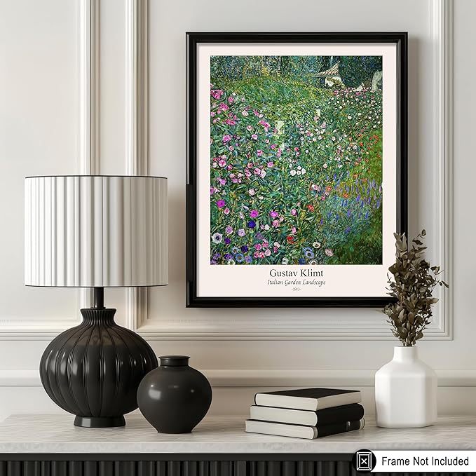Poster Master Vintage Gustav Klimt Poster - Retro Italian Garden Landscape Print - Art Nouveau - Floral Art - Botanical Art - Classic Painting - Aesthetic Living Room Decor - 8x10 UNFRAMED Wall Art