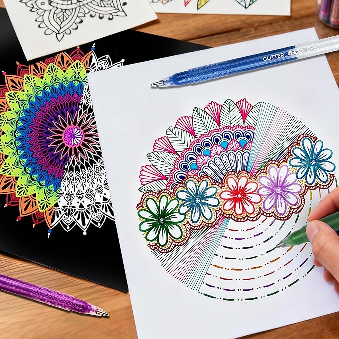 120 Color Gel Pens for Adult Coloring Books,1.0mm Fine Point Acrylic Gel Pens,Glitter Colored Gel Pens Set,Large Capacity Artist Maker Pens for Drawing Doodling Journaling, Art Supplies and DIY Crafts