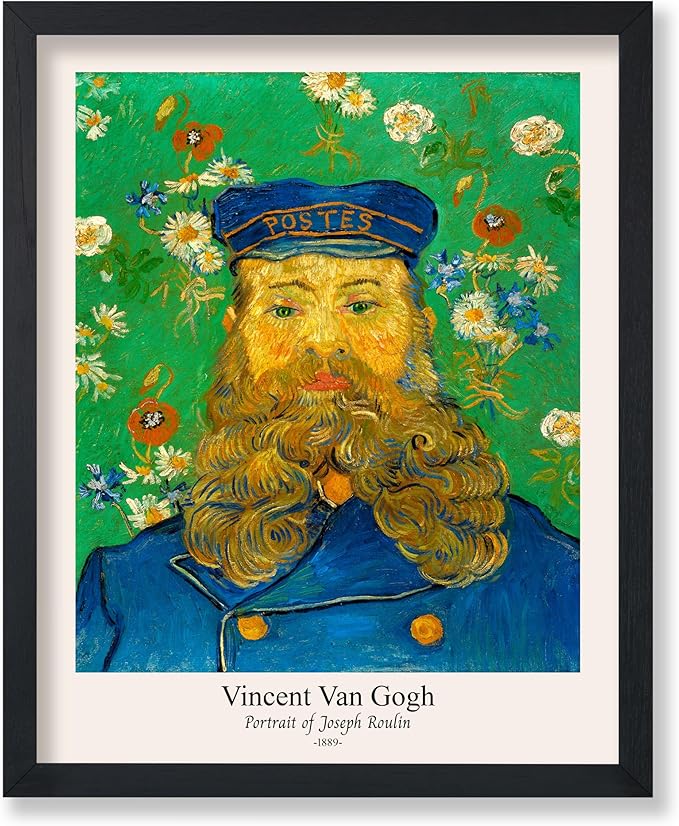 Monem Art Vintage Van Gogh Poster - Retro Portrait of the Joseph Roulin Print - Impressionism Art - Postman Art - Fine Art - Classic Painting Art - Living Room Wall Decor - 16x20 UNFRAMED Wall Art