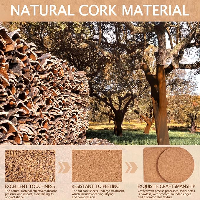 100 Pieces Cork Coasters for Drinks, GOH DODD Thicken Absorbent Blank Coasters for DIY Crafts Laser Engraving Sublimation Wood Burning Plants Painting Housewarming Gifts Wedding, Square Round, 4 Inch