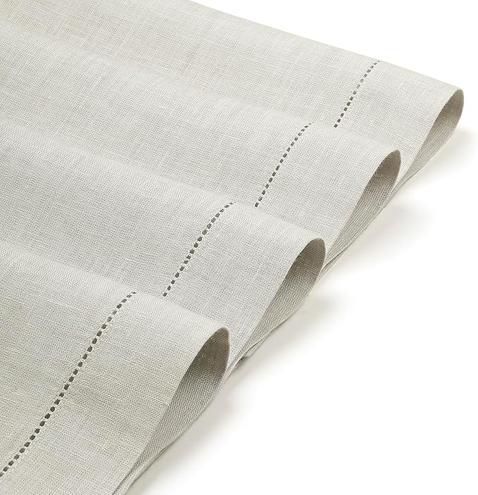 D'Moksha Homes Silver Grey Linen Cloth Placemats Set of 4-100% Pure Linen Hemstitch Placemats 14 x 19 Inch - Classic Hemstitch Table Place Mats for Spring, Easter - Handcrafted and Machine Washable