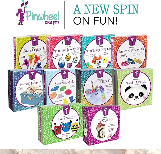 Pinwheel Crafts Mermaid Charm Bracelet Making Kit with Storage Case - DIY Kids Bracelet Making Kit for Girls 8-12 - Birthday Gift & Craft Supplies with Beads and Ocean Charms