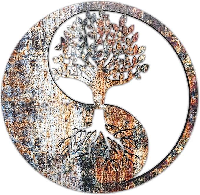 Venovez Yin Yang Wall Decor (Wood-Metal) Tree of Life Wall Art, Yin Yang Decor, Metal Wall Decor, Interior Decoration, Wall Hangings