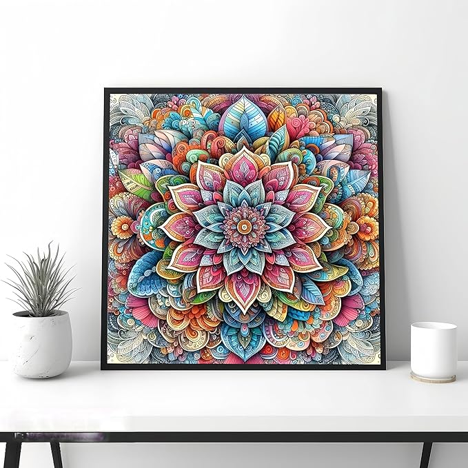GXGLLPZBY Diamond Art Kits for Beginners,Mandala Diamond Painting Kits for Adult, 5D DIY Flower Full Drill Paint by Diamonds Dot Gem Art Painting Kits,for Home Wall Decor 13.8X13.8inch