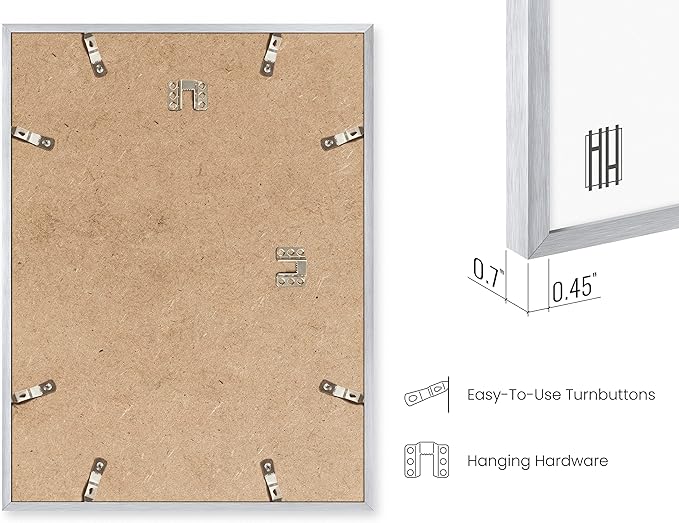 HAUS AND HUES 18x24 Silver Metal Picture Frames - Features Premium Aluminum, Vertical & Horizontal Hang, Shatterproof Plexiglass - Perfect for Home, Room, Office (18x24 in, Silver, Set of 3)