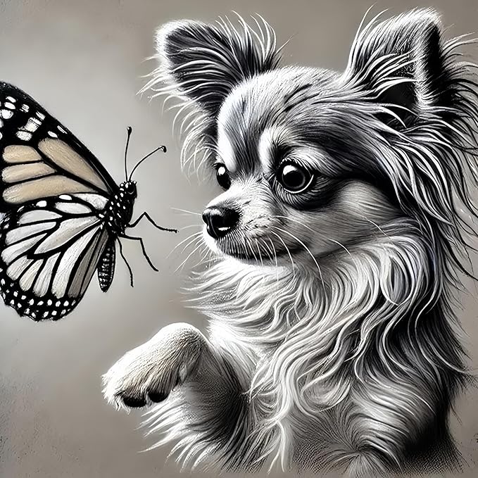 GXGLLPZBY Diamond Art Kits for Beginners,Cute Dog and Butterfly Diamond Painting Kits for Adult, 5D DIY Full Drill Paint by Diamonds Dot Gem Art Painting Kits,for Home Wall Decor 13.8X13.8inch