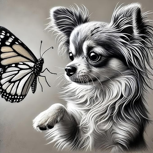 GXGLLPZBY Diamond Art Kits for Beginners,Cute Dog and Butterfly Diamond Painting Kits for Adult, 5D DIY Full Drill Paint by Diamonds Dot Gem Art Painting Kits,for Home Wall Decor 13.8X13.8inch