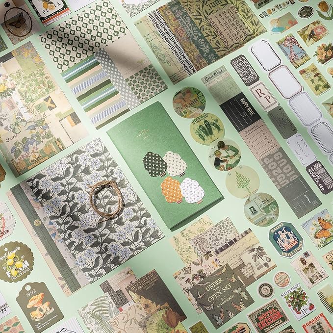YagCu Aesthetic Scrapbook Kit, Junk Journal Scrapbooking Supplies, Vintage Journaling Set Bullet Journals Material, Large Collection for Teen Girls Women Adults Beginners, Arts Craft Ephemera