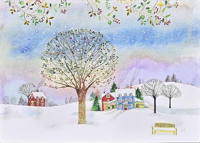 Village Twilight Deluxe Boxed Holiday Cards (20 cards, 21 self-sealing envelopes)