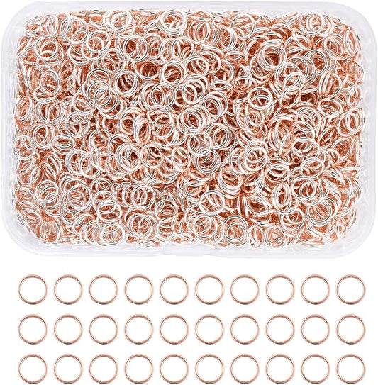 Mandala Crafts Assorted Rose Gold Color Jump Rings Jewelry Findings Metal O Rings for Jewelry Making Supplies - 1000 7mm Small Open Jump Rings Kit for Necklace Earring