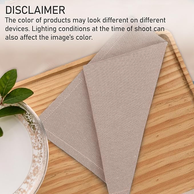 Ruvanti Cloth Napkins Set of 6, 18x18 Reusable Napkins Cloth Washable, Soft & Durable Table Napkin, Poly Cotton Fabric Dinner Napkins for Parties, Christmas, Thanksgiving, Weddings - Sand
