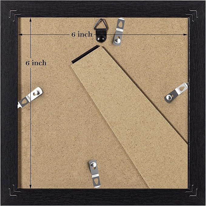 eletecpro 6x6 Picture Frames Set of 9, Classic Gallery Wall Frame Displays 6x6 Photos on the Table, Square Collage Wall Decor, Black Picture Frames with Hanging Hardware for Home Wall Art