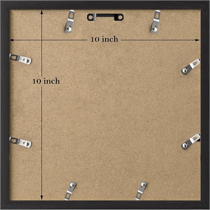 eletecpro 10x10 Picture Frames Set of 9 with Mat for 8x8 Photos or without Mat for 10x10, Square Gallery Wall Decor Collage for Picture Display, Black Frame Set for Wall Hanging