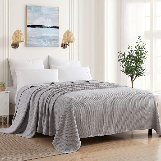 Sweet Home Collection 100% Fine Cotton Blanket Luxurious Weave Stylish Design Soft and Comfortable All Season Warmth, King, Silver (Pack of 6)
