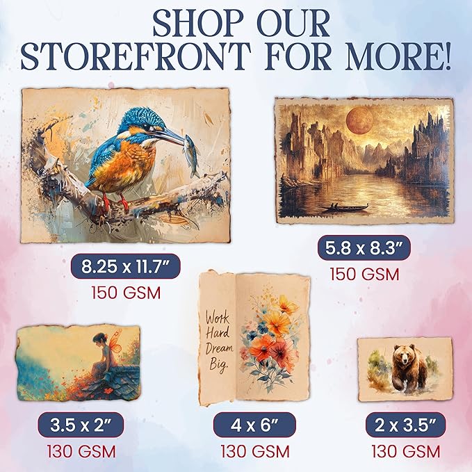 Wanderings Vintage Handmade Deckle Edge Cards - 2"x3.5" - 150 GSM - 50 Pack Blank Cards - Ideal for Place Cards, Name Cards for Table Setting, Thank You Notes, Gift Tags