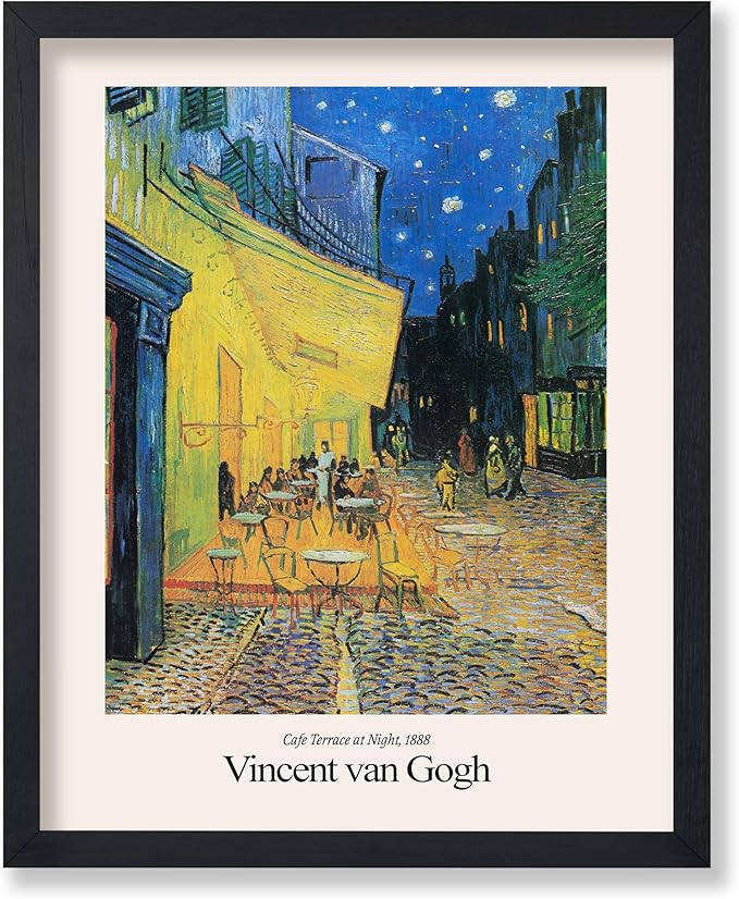 Monem Art Vintage Van Gogh Poster - Retro Cafe Terrace at Night Print - Impressionism Art - Gift for Men & Women - Aesthetic Wall Decor for Bedroom, Living Room or Dorm - 16x20 UNFRAMED Wall Art