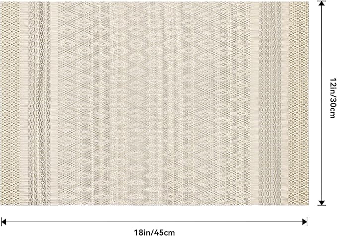 Leetaltree Stardust Yellow Placemats Set of 12 - Heat Resistant Non-Slip Place mats for Dining Table, Washable Durable PVC Vinyl Woven Table Mats（Stardust Yellow, 12）