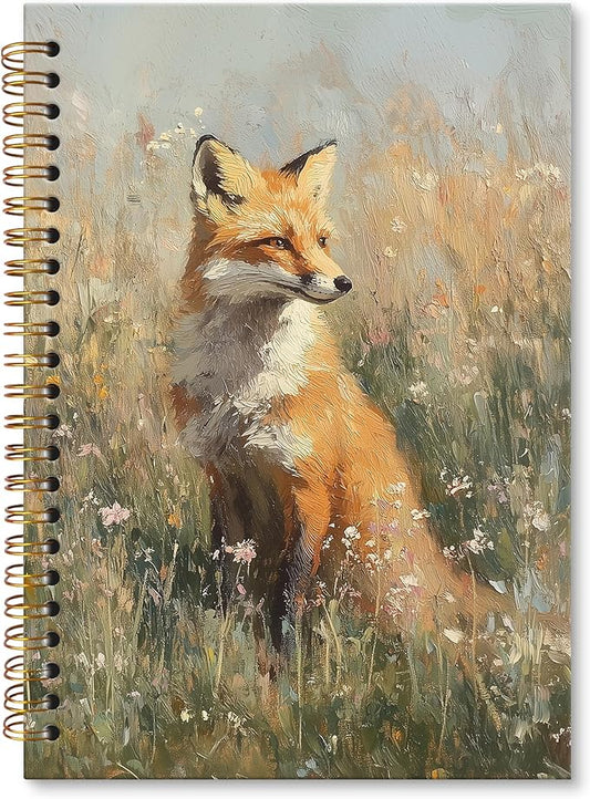XNXLDYLH Fox Fall Cottagecore Nature Notebook Journal, Rustic Farmhouse Aesthetic Spiral Notebook, Animal Woodland Journals Notebooks for Women Girls, Fox Office School Supplies Gifts, 5.5x8.3 Inch