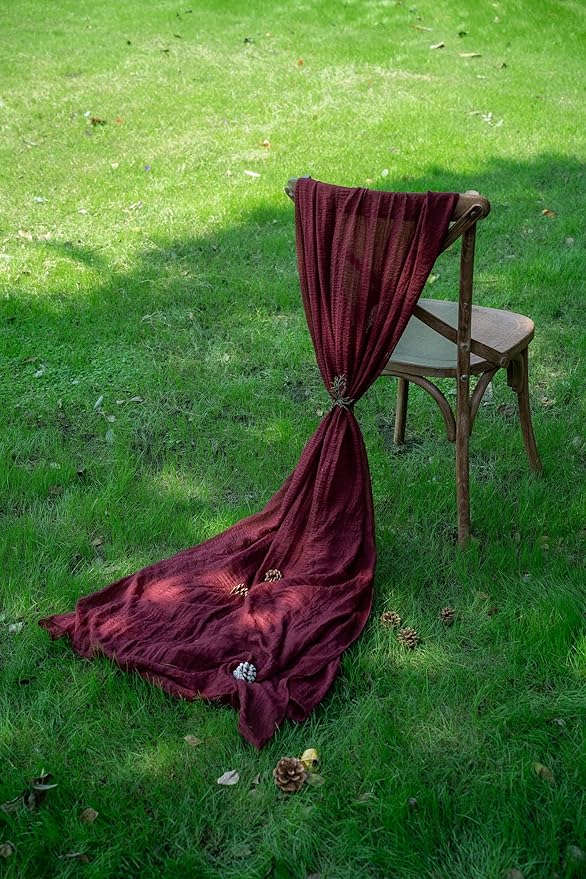 Keketoarrange 3pcs Burgundy Table Runner Valentines Decor Red Cheesecloth Gauze 120 Inch 10 FT Rustic Boho Cheese Cloth Runner for Wedding Baby Bridal Shower Party Long Sheer Spring Home Decorations
