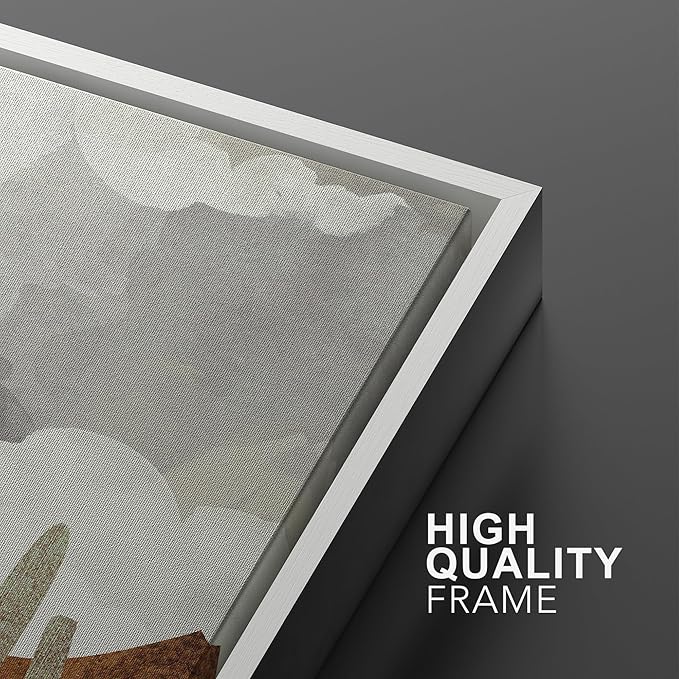 SIGNWIN Framed Canvas Print Wall Art Set Geometric Granite Desert Cactus Landscape Nature Wilderness Illustrations Modern Art Scenic Colorful for Living Room, Bedroom, Office - 16"x24"x2 White