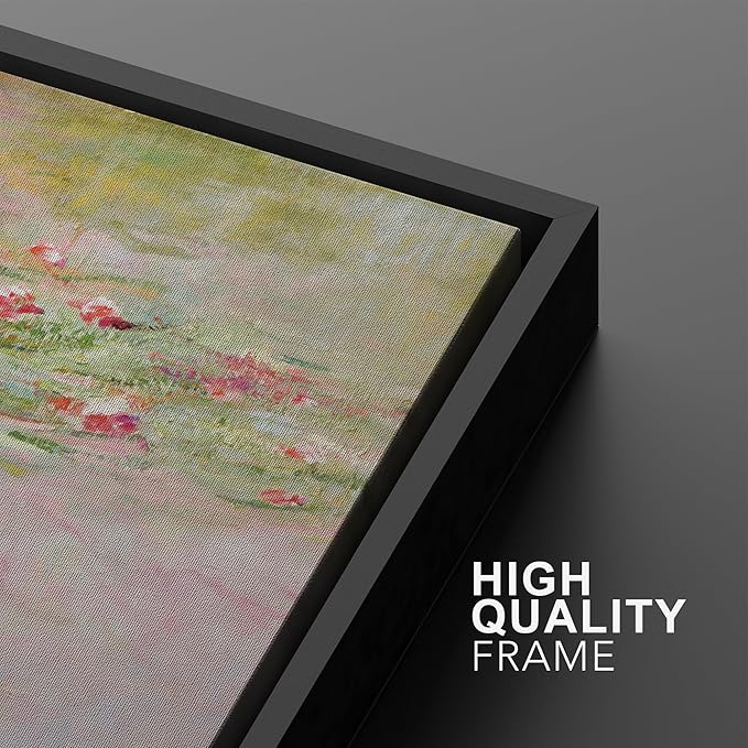 SIGNWIN Framed Canvas Print Wall Art Set Impressionist Water Lily Illustration Modern Art Minimalism Decorative for Living Room, Bedroom, Office - 16"x24"x2 Black