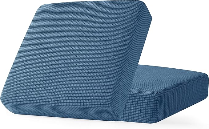 CHUN YI 2Piece Stretch Couch Cushion Covers, Sofa Seat Slipcovers for Pets, Suitable for Armchair Loveseat Sofa with Spandex Jacquard Washable Fabric (2Piece,Denim Blue)