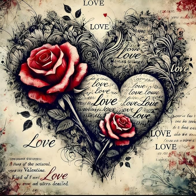 CSZPPQAF 5D Diamond Painting Kits for Adults, Heart Flower Diamond Art Kits for Adults Beginner, DIY Full Drill Gem Art Paint by Diamonds Dots Crafts Kits for Home Decor 13.7x13.7Inch