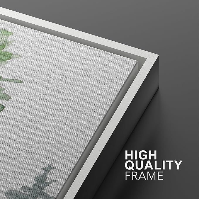 SIGNWIN Framed Wall Art Print Set Watercolor Green & Gray Forest and Birds Nature Wilderness Illustrations Modern Art Rustic Relax/Calm Multicolor for Living Room, Bedroom, Office - 24"x36"x2 White