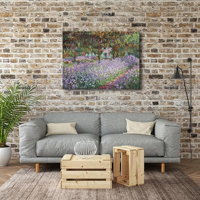 Wieco Art Canvas Print Wall Art Irises in Monet's Garden,1900 by Claude Monet Impressionism Art Print Picture Artwork for Living Room Bedroom Home Kitchen Decorations