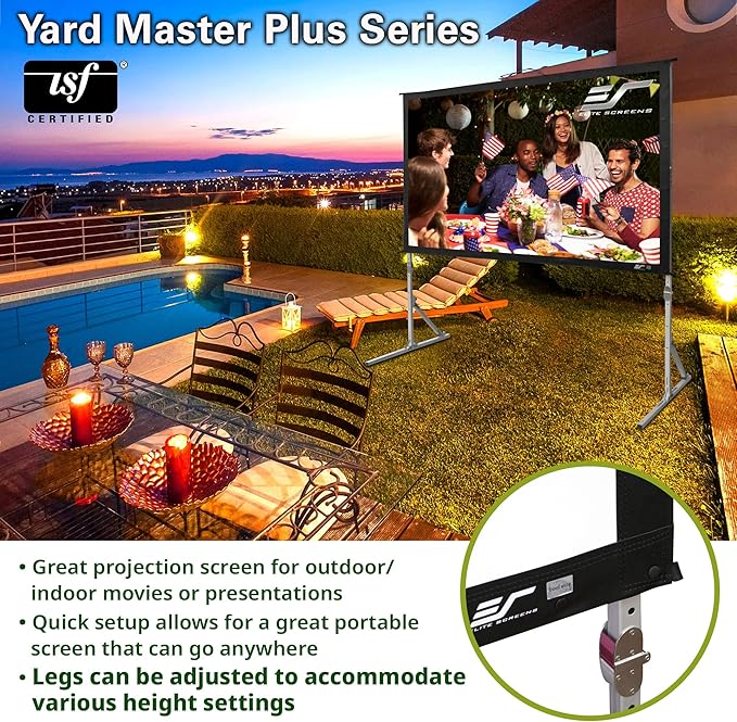 Elite Screens Yard Master Plus, 100-INCH 16:9, 8K 4K Ultra HD 3D Ready Indoor/Outdoor Portable Home Movie Theater Projector Screen, Front Projection - OMS100H2PLUS | US Based Company 2-YEAR WARRANTY
