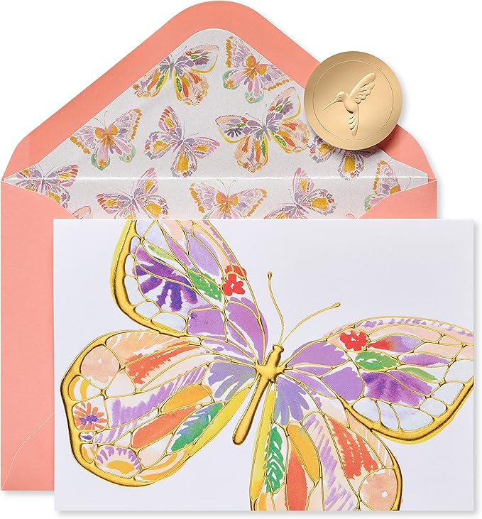 Papyrus Blank Cards with Envelopes, Bold Butterfly (12-Count)