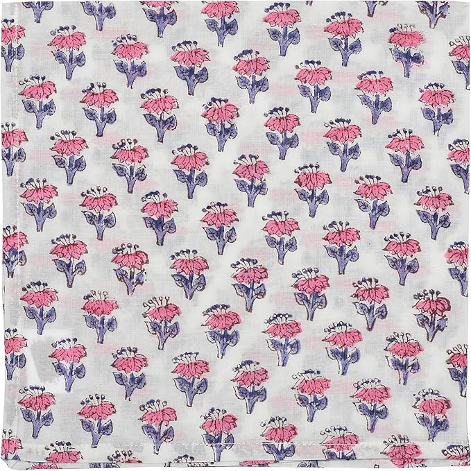 CPC Cloth Napkins 100% Cotton Set of 4 Reusable Napkins, Indian Block Print Toile Floral Dinner Napkin, Fall Thanksgiving Christmas Holiday Party Gift - Soft Absorbent Napkin, 18"x18" Mix