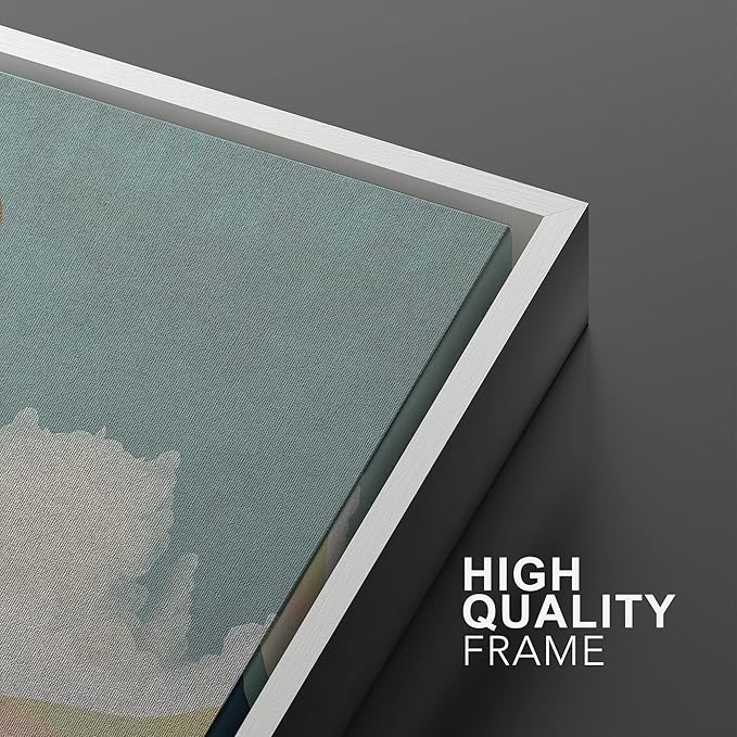 SIGNWIN Framed Canvas Print Wall Art Set Pastel Pink Blue Geometric Mountain Landscape Nature Wilderness Illustrations Modern Art Scenic Colorful for Living Room, Bedroom, Office - 16"x24"x2 White