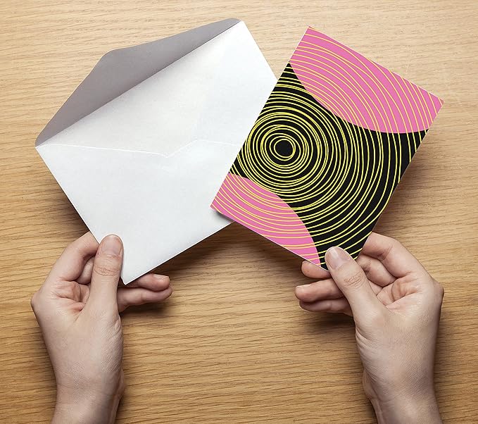 Better Office Products 100-Pack All Occasion Greeting Cards, Modern Art Designs, Assorted Blank Note Cards, 4 x 6 inch, 6 Exclusive Abstract Designs, Blank Inside, with Envelopes