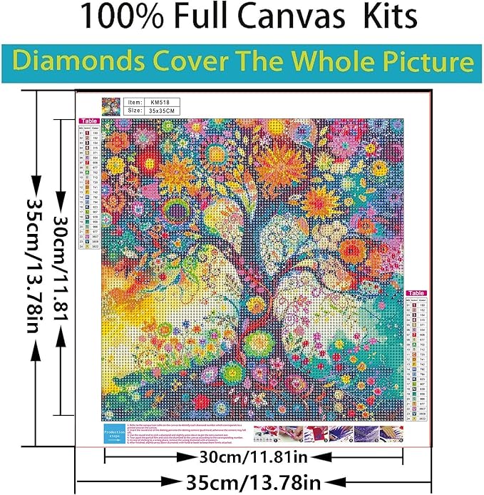 CSZPPQAF 5D Diamond Painting Kits for Adults, Colorful Tree of Life Diamond Art Kits for Adults Beginner, DIY Full Drill Gem Art Paint by Diamonds Dots Crafts Kits for Home Decor 13.7x13.7Inch
