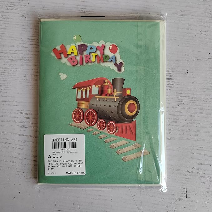 GREETING ART Train Musical Birthday Cards, Happy Birthday Train Card, 3D Pop Up Birthday Card, Light and Music Happy Birthday Card for Women, Men