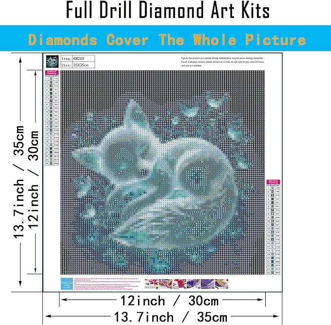 CHWGLFGG 5D Diamond Art Kits for Adults Beginners, Cute Fox Diamond Painting Kits, DIY Full Round Drill Paint by Diamonds Dot Gem Art for Adults, Home Wall Decor 13.7X 13.7 Inch
