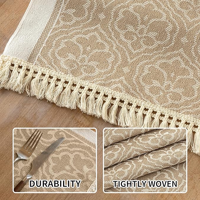 Placemats Set of 4,Waterproof Placemat with Tassel Fringe,Boho Placemats for Coffee Table Western Restaurant