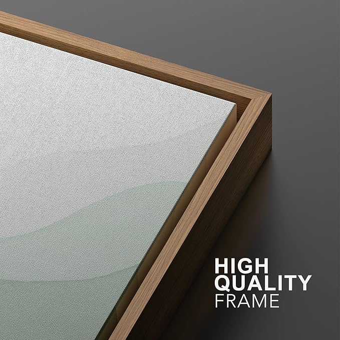 SIGNWIN Framed Canvas Print Wall Art Set Pastel Watercolor Green Wave Illusion Abstract Shapes Illustrations Modern Art Minimal Boho Colorful for Living Room, Bedroom, Office - 24"x36"x2 Natural