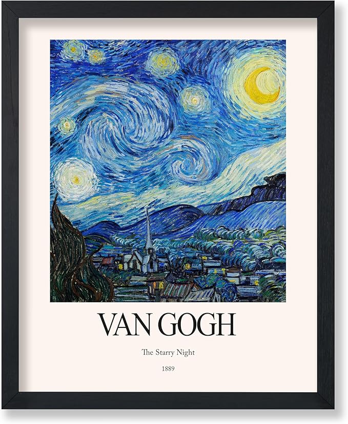 Monem Art Vintage Van Gogh Poster - Retro The Starry Night Print - Impressionism Art - Celestial Art - Gift for Him & Her - Classic Decor for Bedroom, Living Room or Dorm - 16x20 UNFRAMED Wall Art