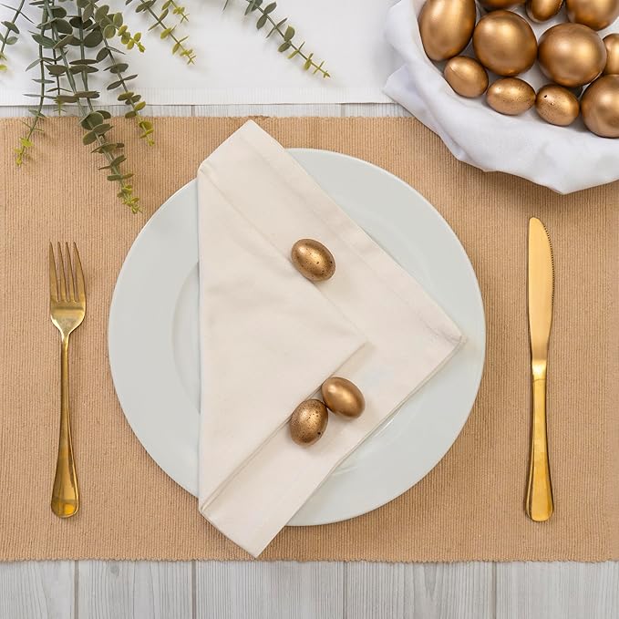 Blue Needles Solid Cloth Napkins Set of 12 Cream 100% Cotton Dinner Napkins 18x18 inches - Soft, Reusable, Absorbent & Washable Linen, Ideal for Christmas Events, Parties & Everyday Use