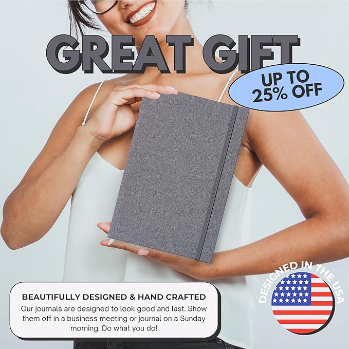 Portage Blank Hardcover Aesthetic Notebook Writing Journal – Bleed-Proof Paper Notepad for Journaling, High GSM, A5 Notebook, Cream Pages - Slate, 6 x 8.5 Inches, 224 Pages